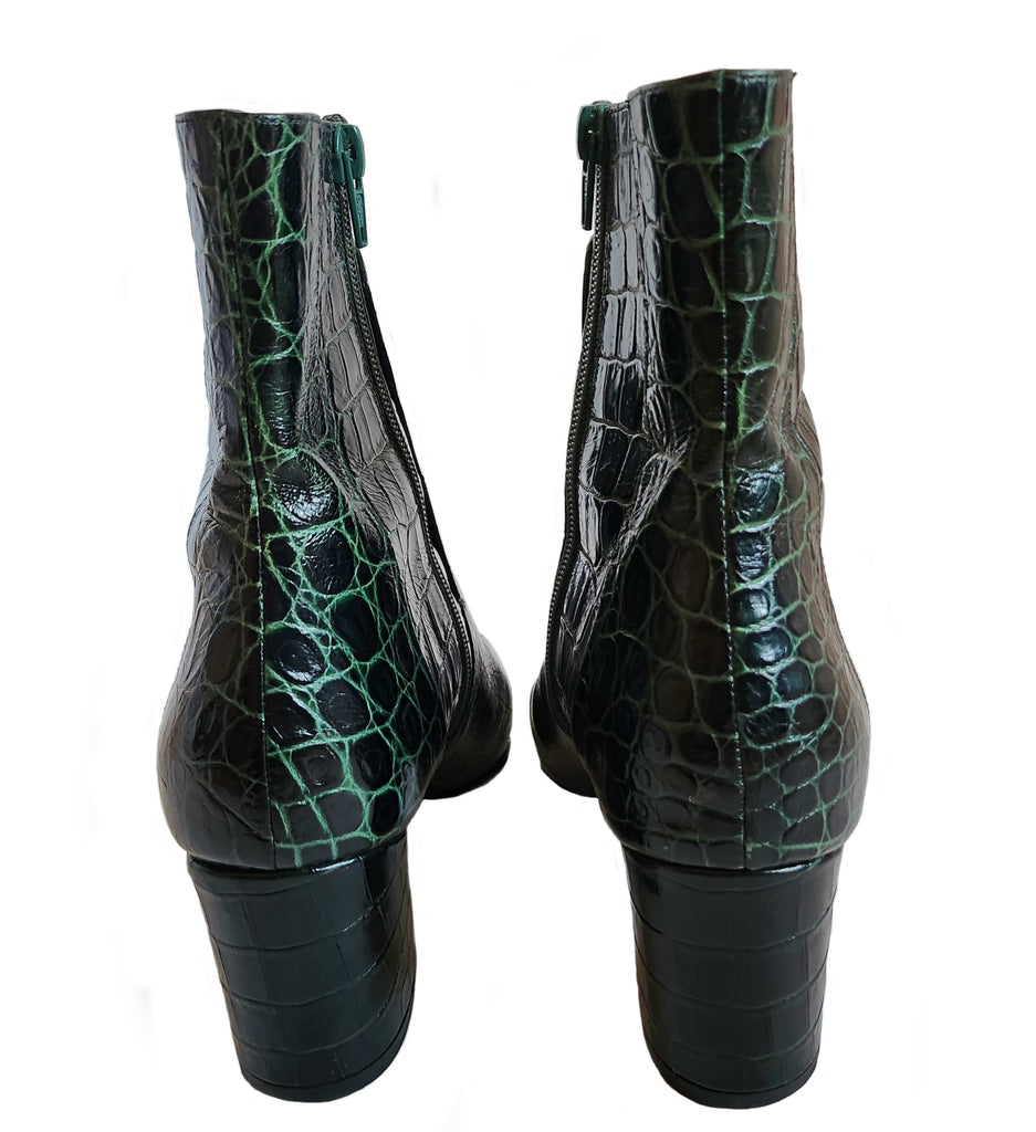 GIVENCHY DARK GREEN EMBOSSED LEATHER ANKLE BOOTS 39 ReFrock