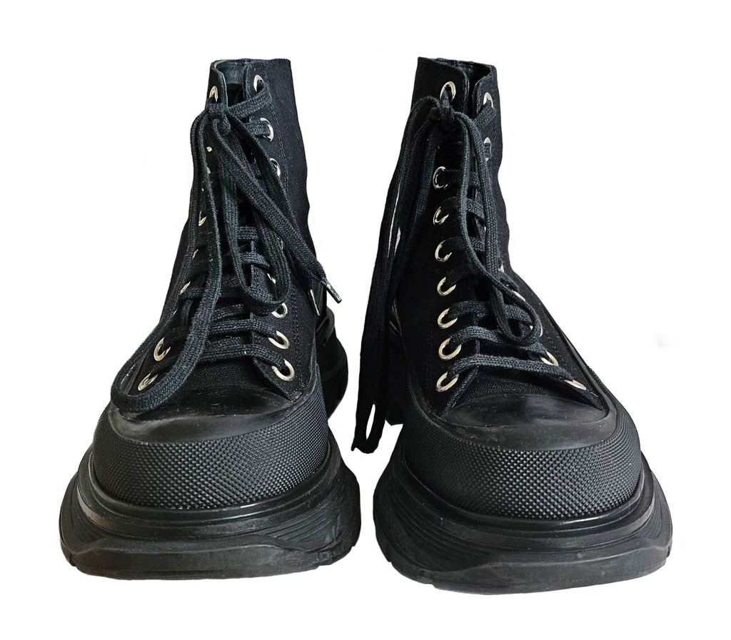 ALEXANDER MCQUEEN BLACK TREAD SLICK HI TOP SNEAKERS (39) – ReFrock