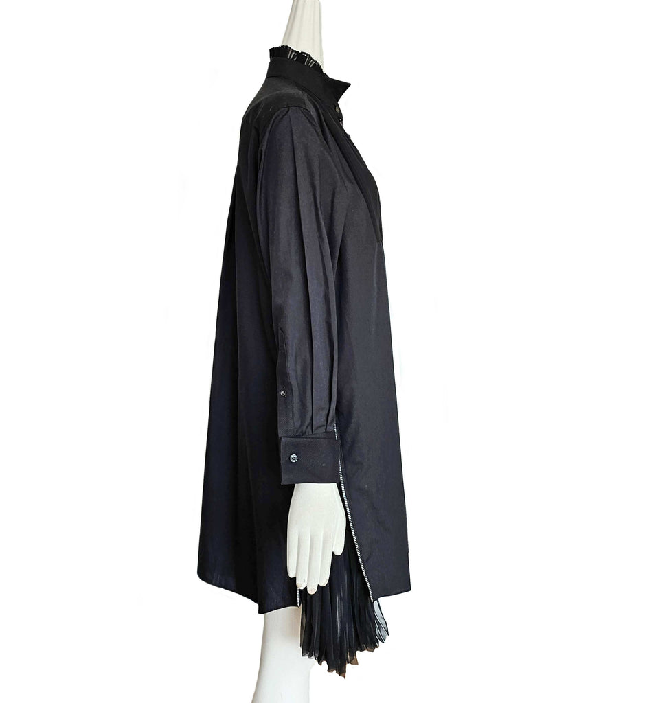 SACAI BLACK SIDE PLEATED PANEL SHIRT DRESS (1) – ReFrock