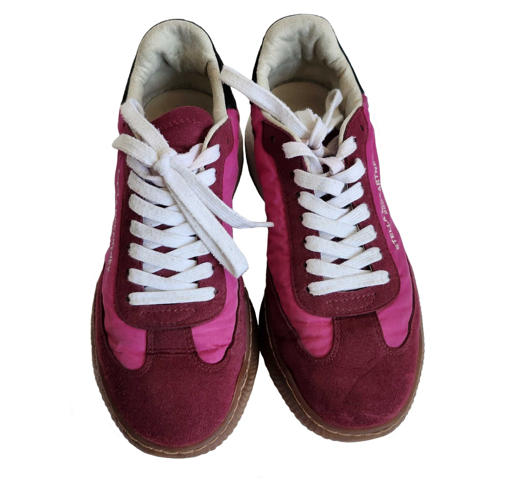 STELLA MCCARTNEY PINK RUNNER LOOP FAUX SUEDE TRIM SNEAKERS (36