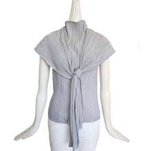 LE17SEPTEMBRE GRAY PLEATED MOCK NECK TOP WITH SCARF (36)