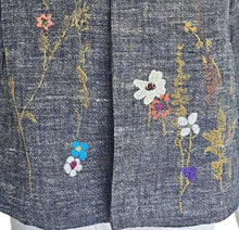 45R BLUE LINEN FLOWER EMBROIDERED JACKET (ONE SIZE)