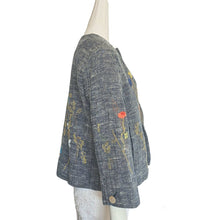 45R BLUE LINEN FLOWER EMBROIDERED JACKET (ONE SIZE)