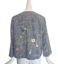 45R BLUE LINEN FLOWER EMBROIDERED JACKET (ONE SIZE)