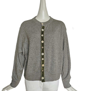 45R GREY RIBBON TRIMMED CARDIGAN (ONE SIZE)