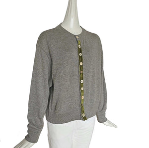 45R GREY RIBBON TRIMMED CARDIGAN (ONE SIZE)