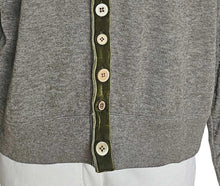 45R GREY RIBBON TRIMMED CARDIGAN (ONE SIZE)