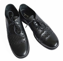 AGNES B BLACK CUTOUT LEATHER OXFORDS SHOES (38)