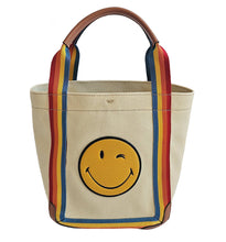 ANYA HINDMACH BEIGE CANVAS SMILEY SMALL TOTE