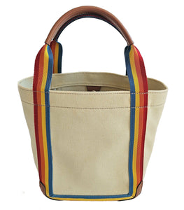 ANYA HINDMACH BEIGE CANVAS SMILEY SMALL TOTE