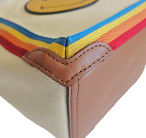 ANYA HINDMACH BEIGE CANVAS SMILEY SMALL TOTE