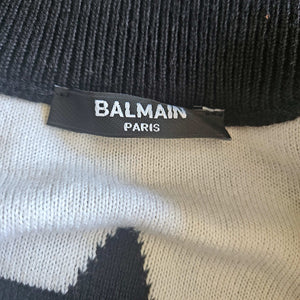 BALMAIN KID BLACK/WHITE STAR PRINT LOGO EMBROIDERED CARDIGAN (12A)