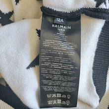 BALMAIN KID BLACK/WHITE STAR PRINT LOGO EMBROIDERED CARDIGAN (12A)