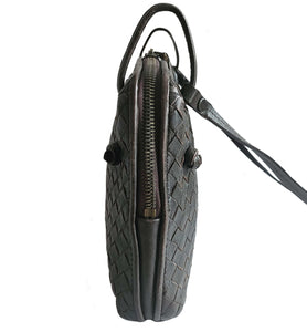 BOTTEGA VENETA BROWN NODINI INTRECCIATO LEATHER CROSSBODY BAG