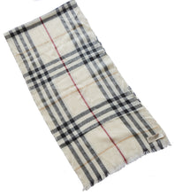 BURBERRY BEIGE/BLACK PLAID WOOL/CASHMERE LIGHT WEIGHT SCARF