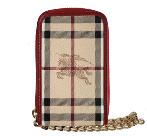 BURBERRY CHECK WALLET WITH CHAIN