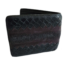 BOTTEGA VENETA BLACK/BROWN INTRECCIATO BI-FOLD MEN WALLET