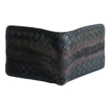 BOTTEGA VENETA BLACK/BROWN INTRECCIATO BI-FOLD MEN WALLET