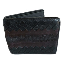 BOTTEGA VENETA BLACK/BROWN INTRECCIATO BI-FOLD MEN WALLET