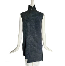 CELINE CHARCOAL WOOL/CASHMERE RIBBED TURTLENECK SLEEVELESS SWEATER (S)