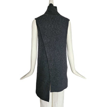 CELINE CHARCOAL WOOL/CASHMERE RIBBED TURTLENECK SLEEVELESS SWEATER (S)