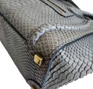 CELINE GREY MICRO LUGGAGE PYTHON LEATHER TOTE