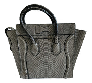 CELINE GREY MICRO LUGGAGE PYTHON LEATHER TOTE