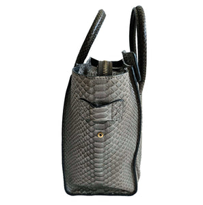 CELINE GREY MICRO LUGGAGE PYTHON LEATHER TOTE