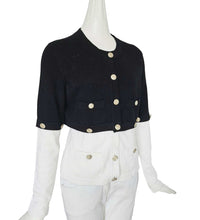 CHANEL BLACK/WHITE 22S RUNWAY CASHMERE 2 IN 1 GOLD CC BUTTON CARDIGAN (38)