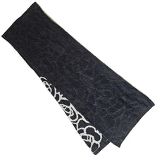 CHANEL BLACK/WHITE CAMELIA JACQUARD CASHMERE SCARF
