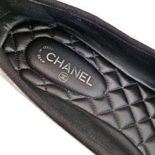 CHANEL SILVER/BLACK CAPTOE INTERLOCKING CC BALLET FLATS SHOES (39)