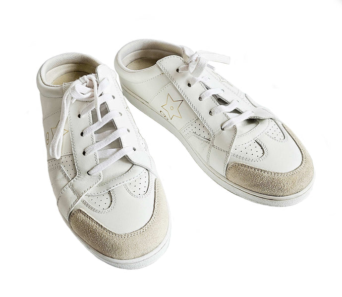 DIOR WHITE STAR OPEN BACK LEATHER SNEAKERS (38)