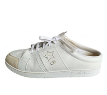 DIOR WHITE STAR OPEN BACK LEATHER SNEAKERS (38)