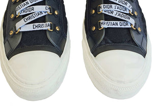 CHRISTIAN DIOR BLACK WALK N DIOR MACROCANNAGE TECHNICAL MESH SNEAKERS (38)