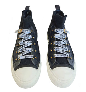 CHRISTIAN DIOR BLACK WALK N DIOR MACROCANNAGE TECHNICAL MESH SNEAKERS (38)