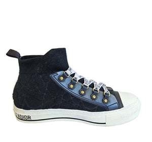 CHRISTIAN DIOR BLACK WALK N DIOR MACROCANNAGE TECHNICAL MESH SNEAKERS (38)