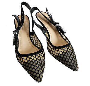 DIOR BLACK J’ADIOR MESH SLINGBACK PUMPS (38.5)