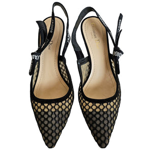 DIOR BLACK J’ADIOR MESH SLINGBACK PUMPS (38.5)