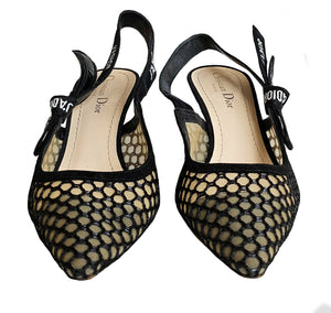 DIOR BLACK J’ADIOR MESH SLINGBACK PUMPS (38.5)