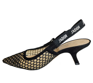 DIOR BLACK J’ADIOR MESH SLINGBACK PUMPS (38.5)