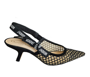 DIOR BLACK J’ADIOR MESH SLINGBACK PUMPS (38.5)