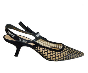 DIOR BLACK J’ADIOR MESH SLINGBACK PUMPS (38.5)