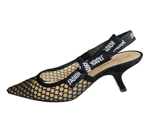 DIOR BLACK J’ADIOR MESH SLINGBACK PUMPS (38.5)