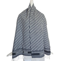 DIOR BLUE OBLIQUE CASHMERE SHAWL/WRAP