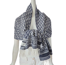 DIOR BLUE OBLIQUE CASHMERE SHAWL/WRAP