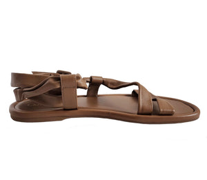 CHRISTIAN DIOR BROWN ABBESSE LEATHER SANDALS (37.5)