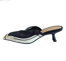 CHRISTIAN DIOR BLACK CANVAS AND RUBBER D-MOTION MULES (39.5)