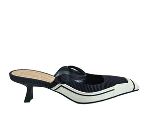 CHRISTIAN DIOR BLACK CANVAS AND RUBBER D-MOTION MULES (39.5)