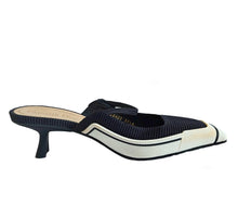 CHRISTIAN DIOR BLACK CANVAS AND RUBBER D-MOTION MULES (39.5)