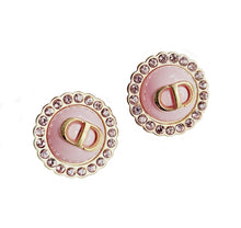 CHRISTIAN DIOR PINK GLASS PETIT CD BAROQUE STUD EARRINGS